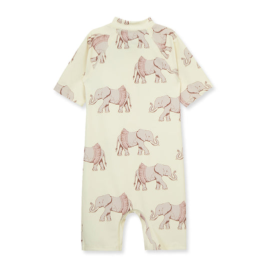 Tutu Elephant Zipper Short Sleeve Shortall Swimsuit