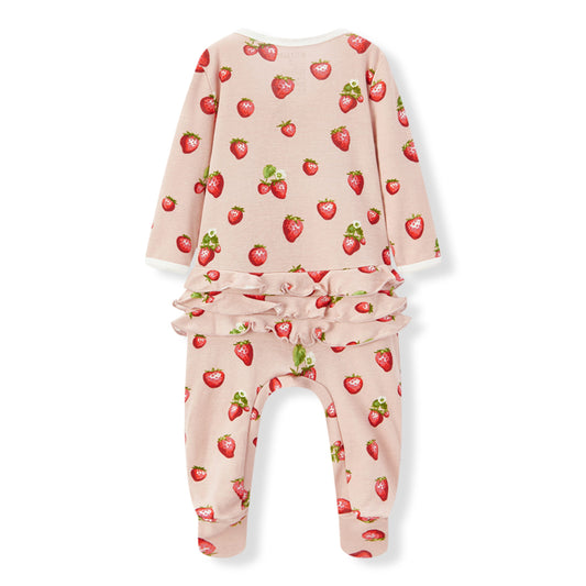 Strawberry Organic Cotton Ruffle Footed Romper