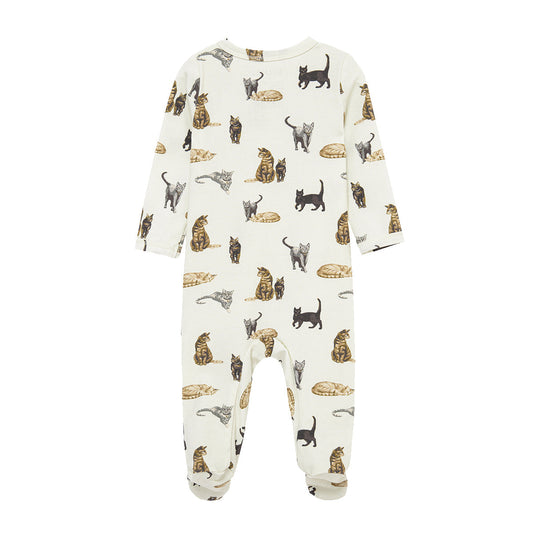 Cat Cotton Stretch Zipper Footed Romper