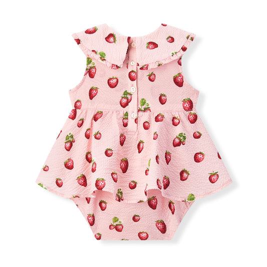 Strawberry Ruffle Collar One Piece Dress