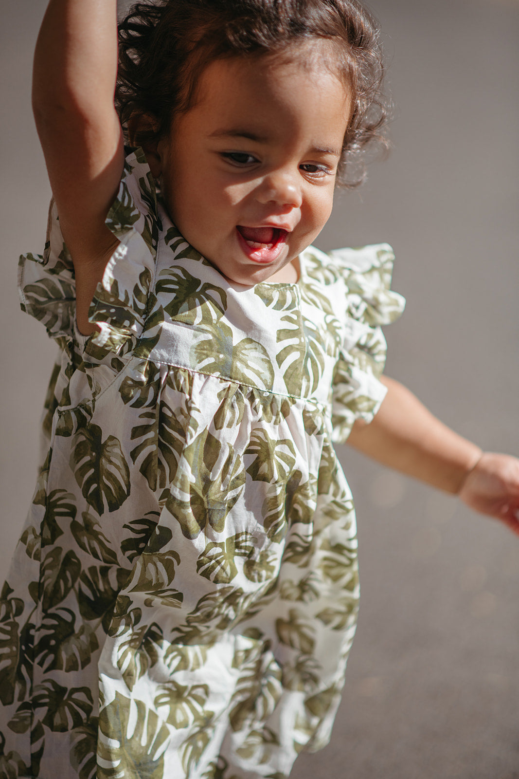 Island Leaf Butterfly Ruffle Dress