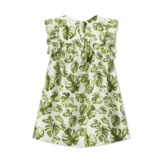 Island Leaf Butterfly Ruffle Dress