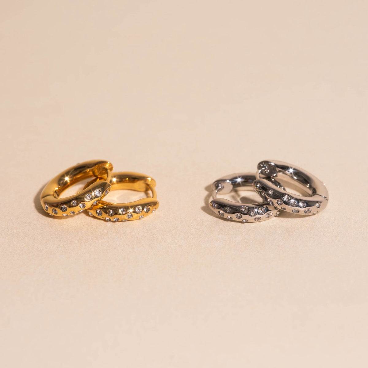 Sparkle Chunky Rounded Huggie Hoop Earrings