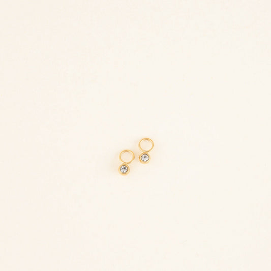 Round Crystal Huggie Hoop Charms