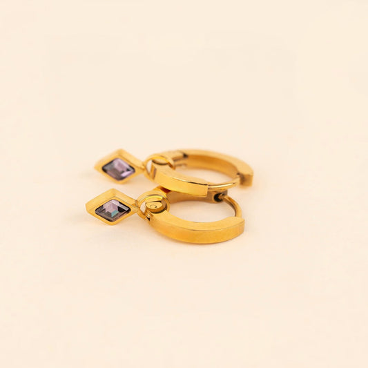 February Birthstone Huggie Hoop Charms