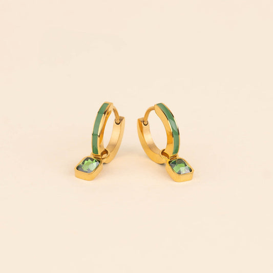 May Birthstone Huggie Hoop Charms