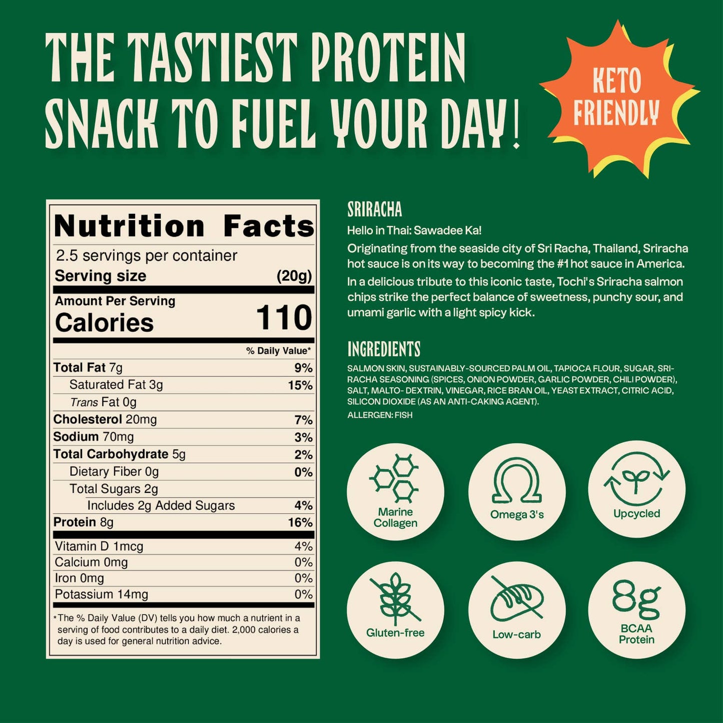 Salmon Chips Sriracha  50g - Margot's Mercantile