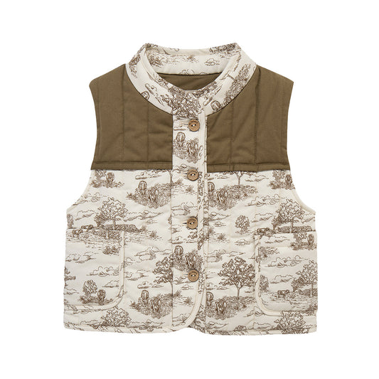 Country Toile Quilted Vest