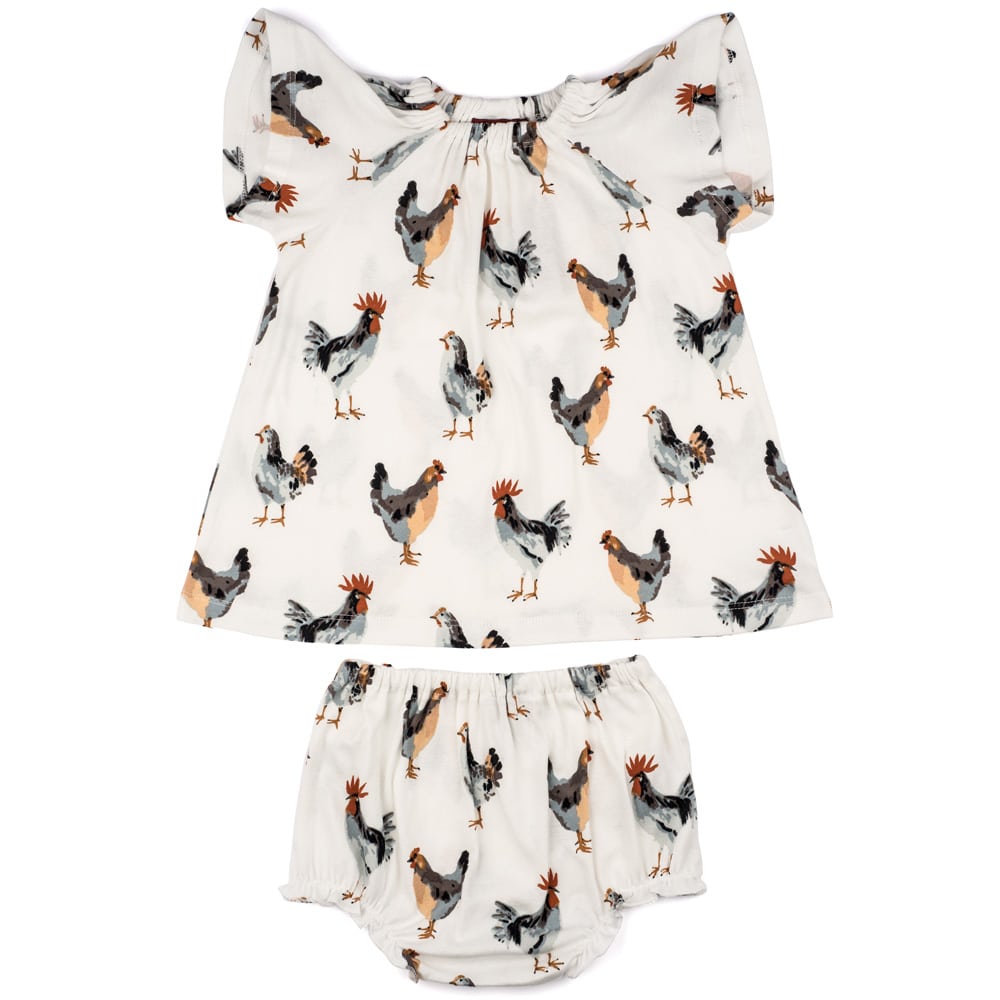 Chicken Organic Cotton Dress & Bloomer Set
