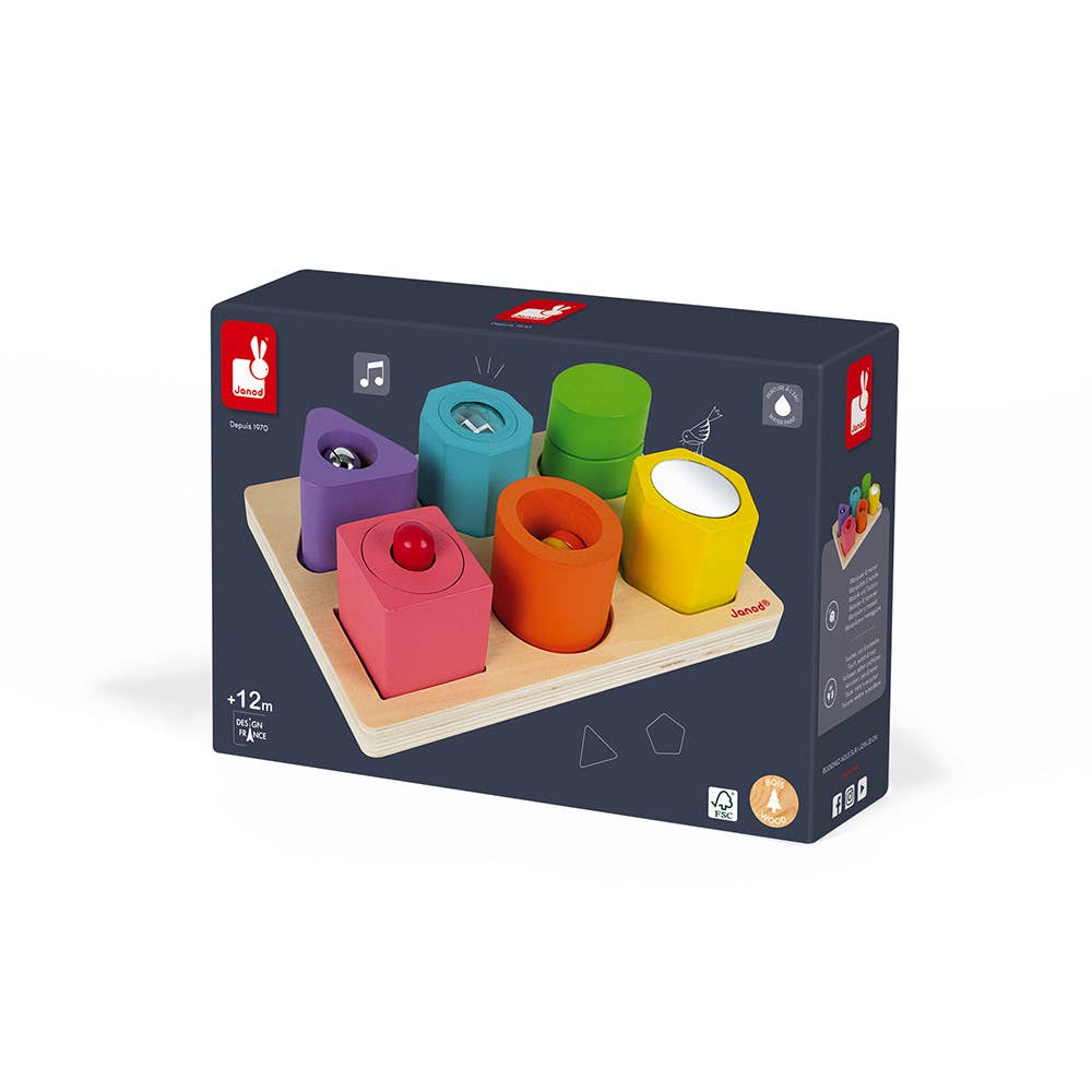 Wood Shapes & Sounds | 6 Block Puzzle | 12 Months+