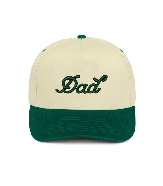 Dad 3D Puff Snapback - Cream Forest Green 5-Panel