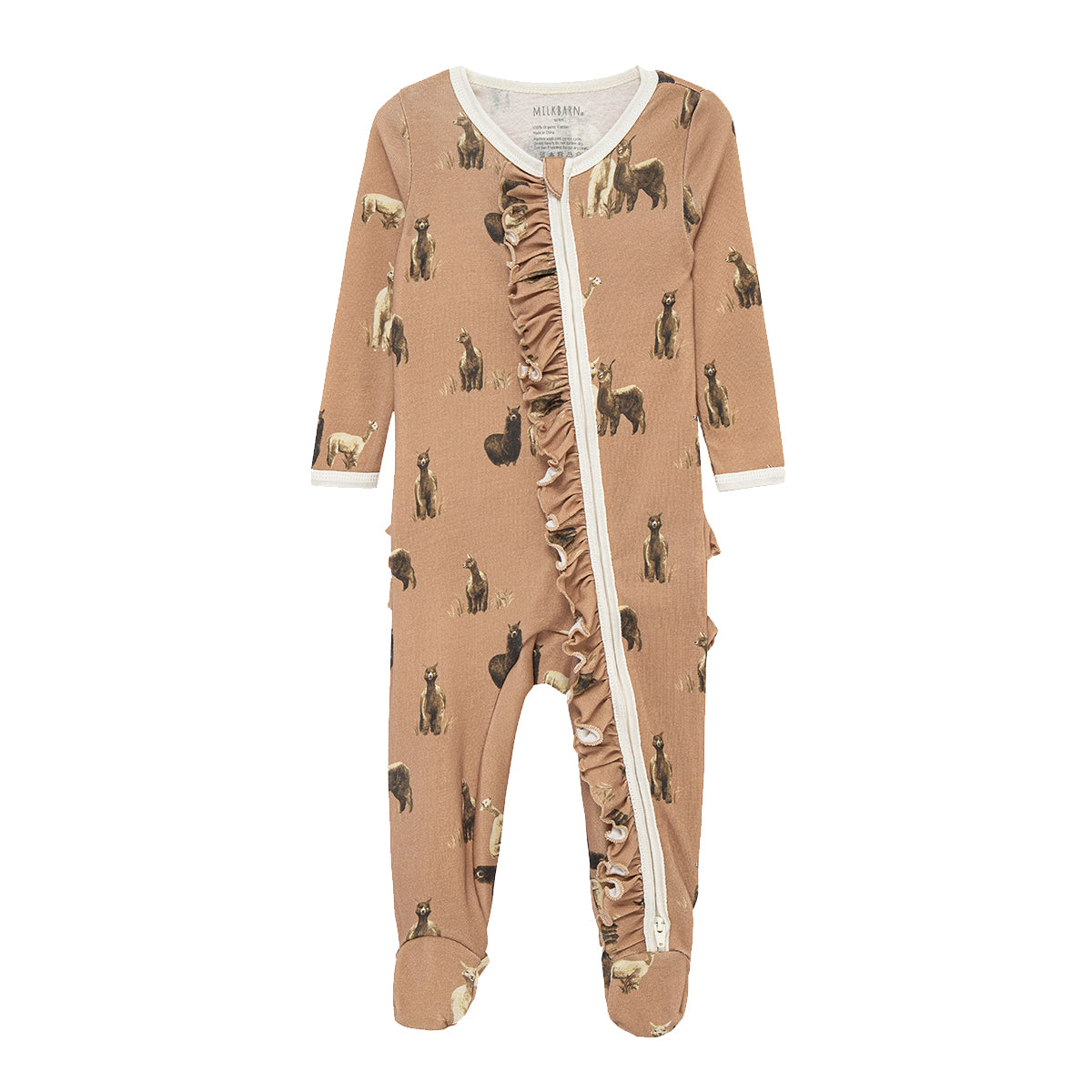 Alpaca Organic Cotton Ruffle Footed Romper