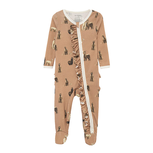 Alpaca Organic Cotton Ruffle Footed Romper
