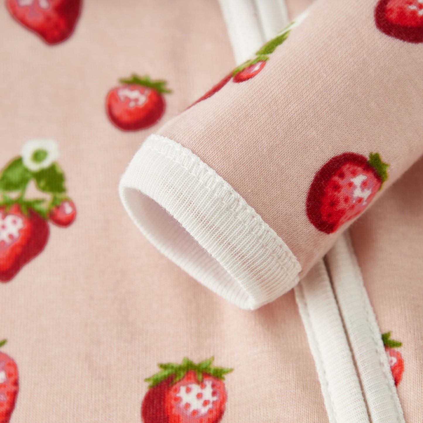 Strawberry Organic Cotton Zipper Footed Romper