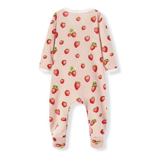 Strawberry Organic Cotton Zipper Footed Romper