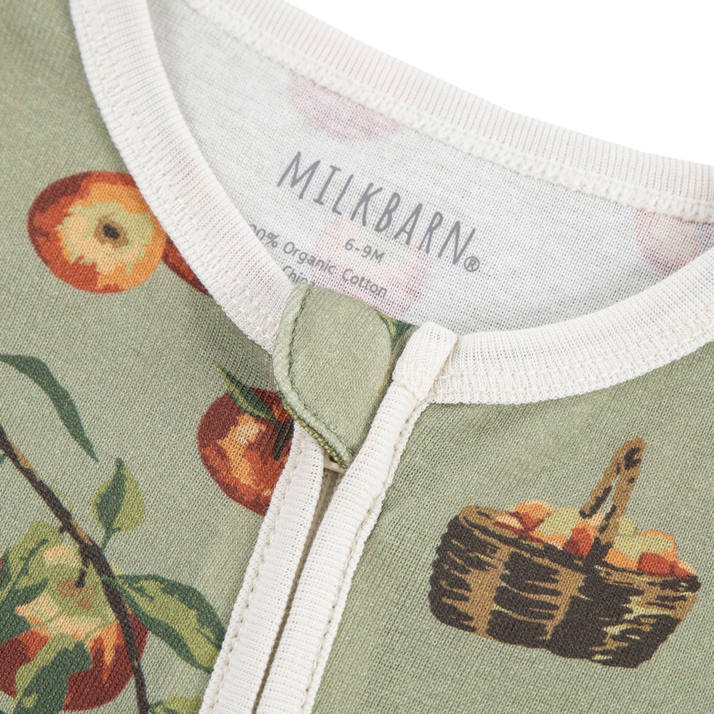 Apple Orchard Organic Cotton Zipper Footed Romper