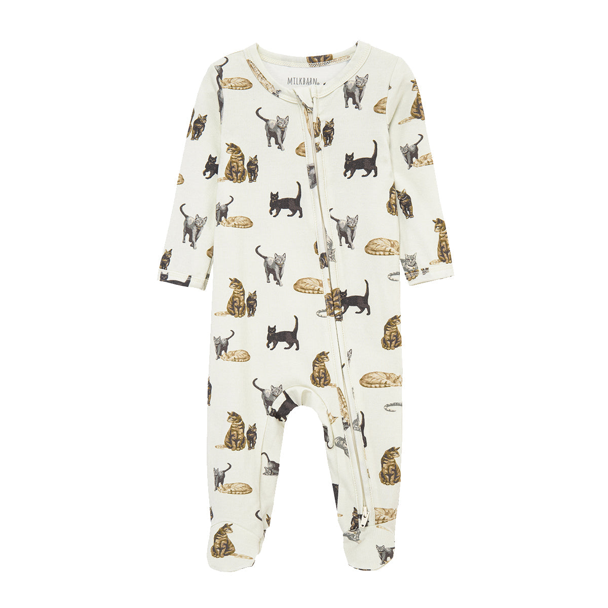 Cat Cotton Stretch Zipper Footed Romper