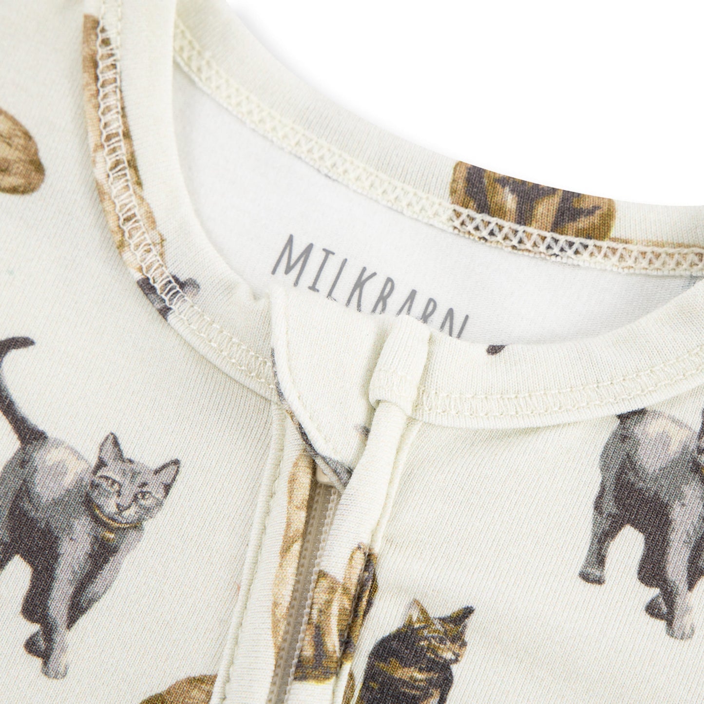 Cat Cotton Stretch Zipper Footed Romper