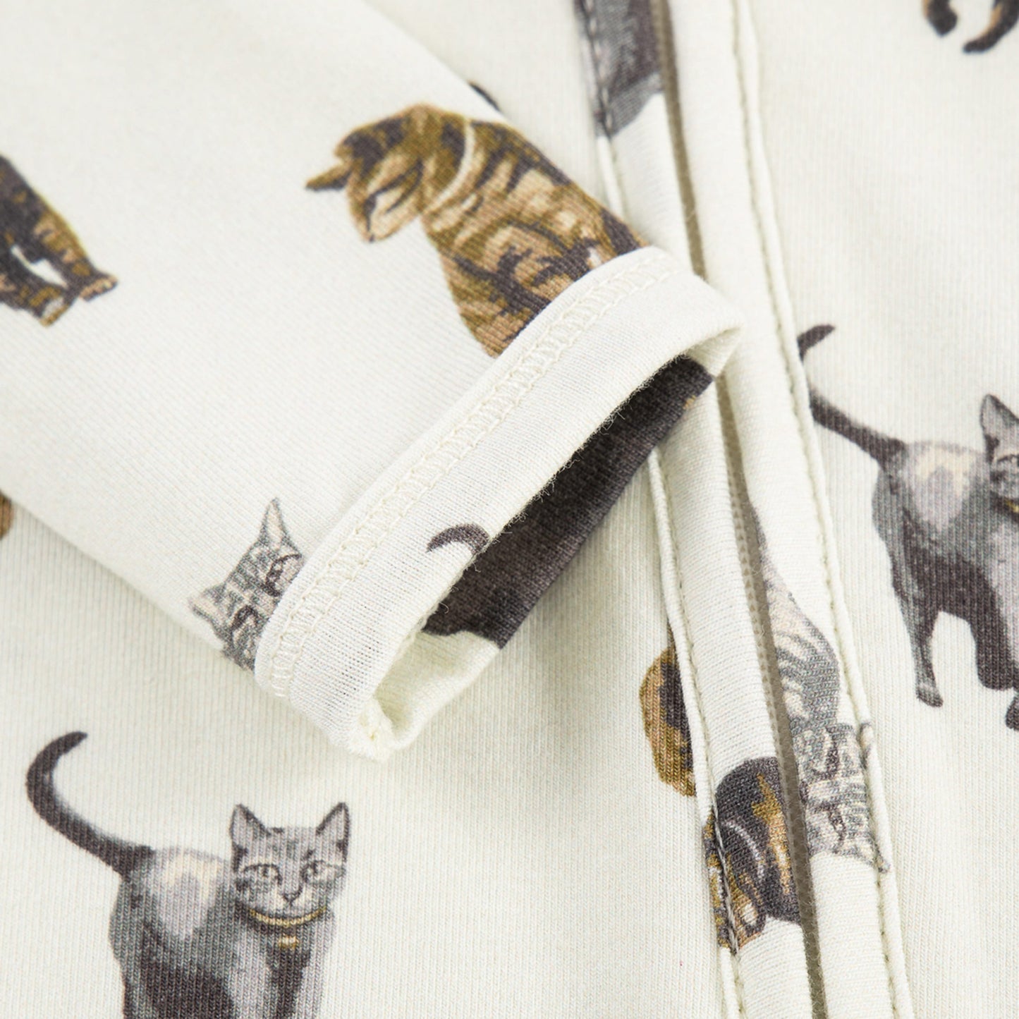 Cat Cotton Stretch Zipper Footed Romper