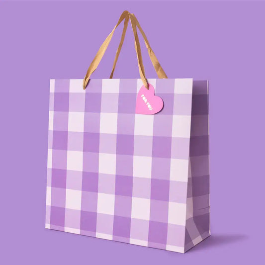 Purple Gingham Gift Bag - Large