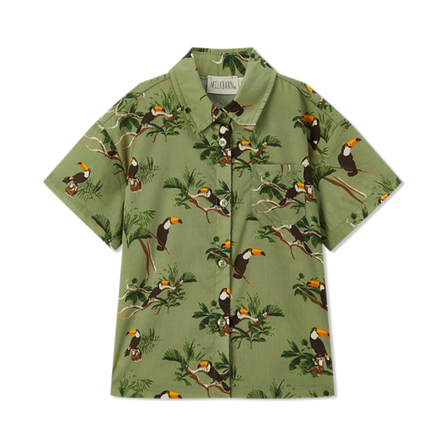 Toucan Collar Button-Up Shirt and Shorts Set