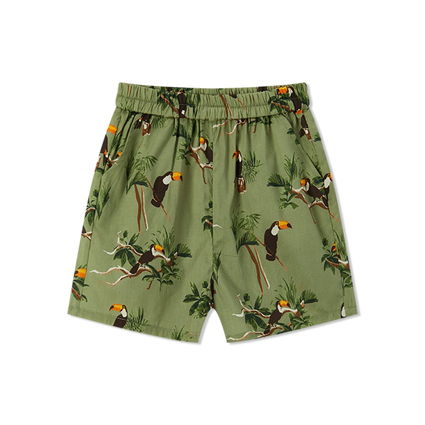 Toucan Collar Button-Up Shirt and Shorts Set