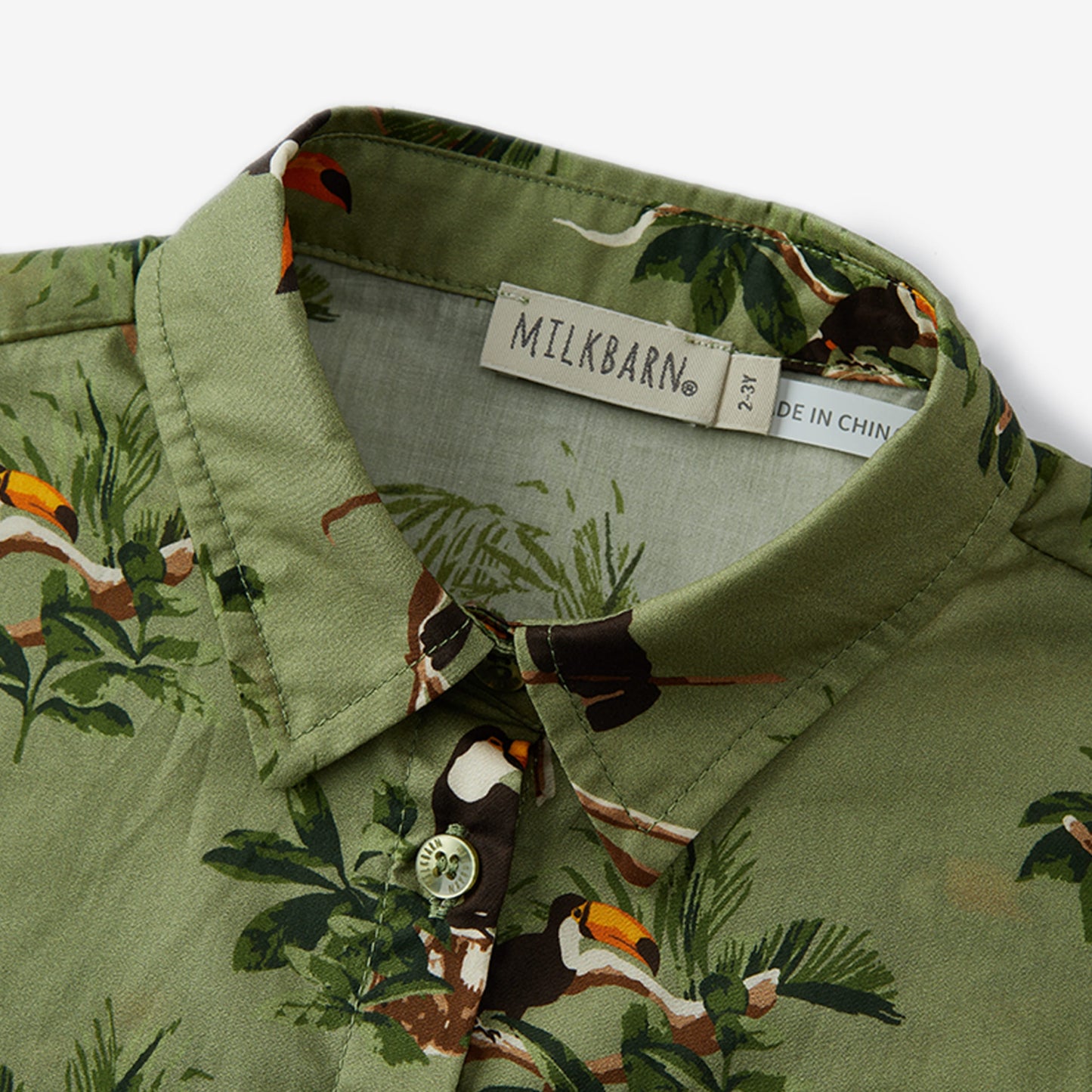 Toucan Collar Button-Up Shirt and Shorts Set