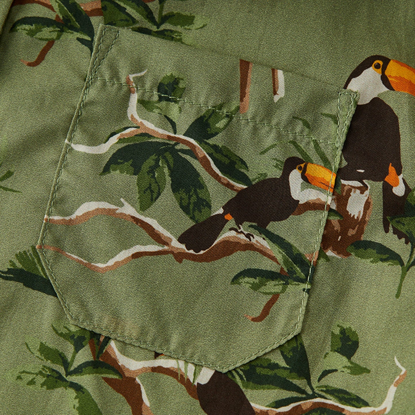 Toucan Collar Button-Up Shirt and Shorts Set