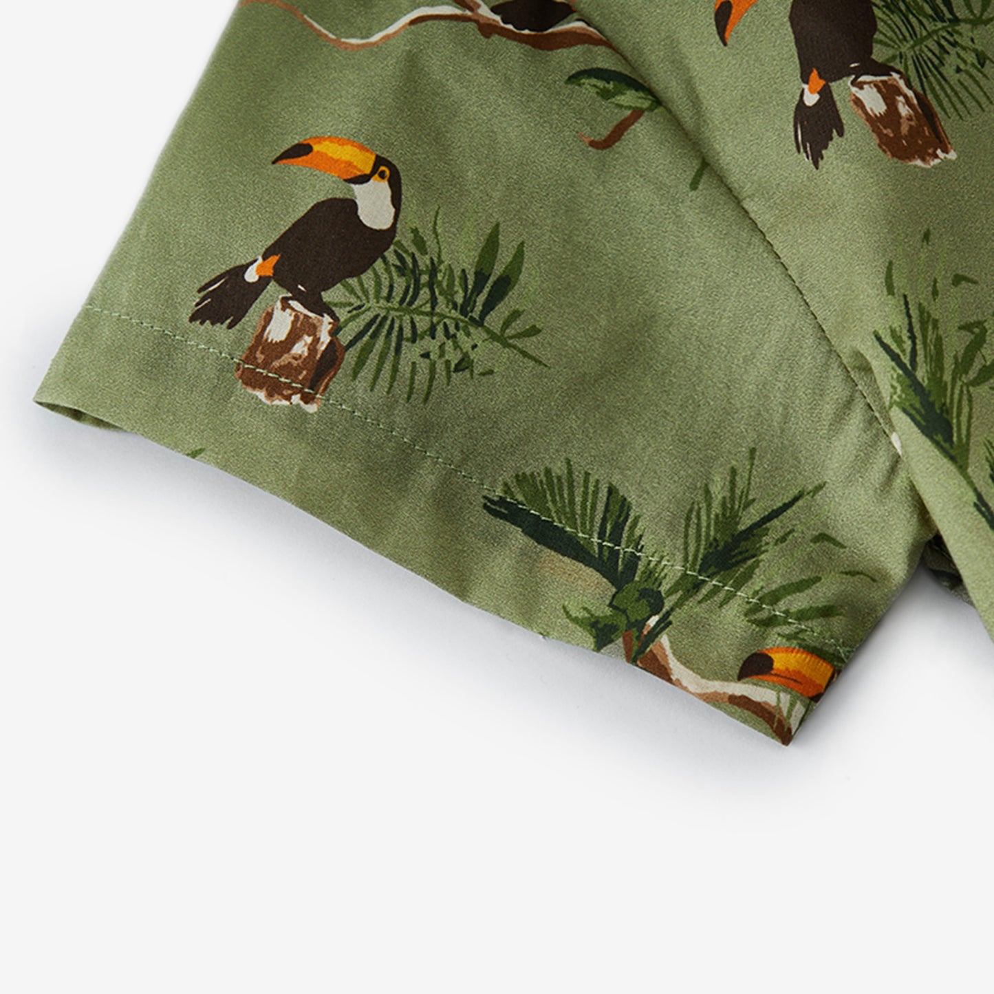 Toucan Collar Button-Up Shirt and Shorts Set