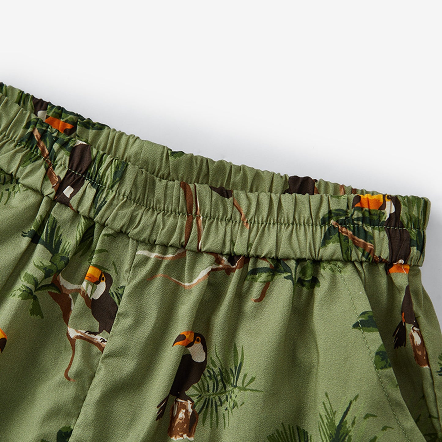 Toucan Collar Button-Up Shirt and Shorts Set