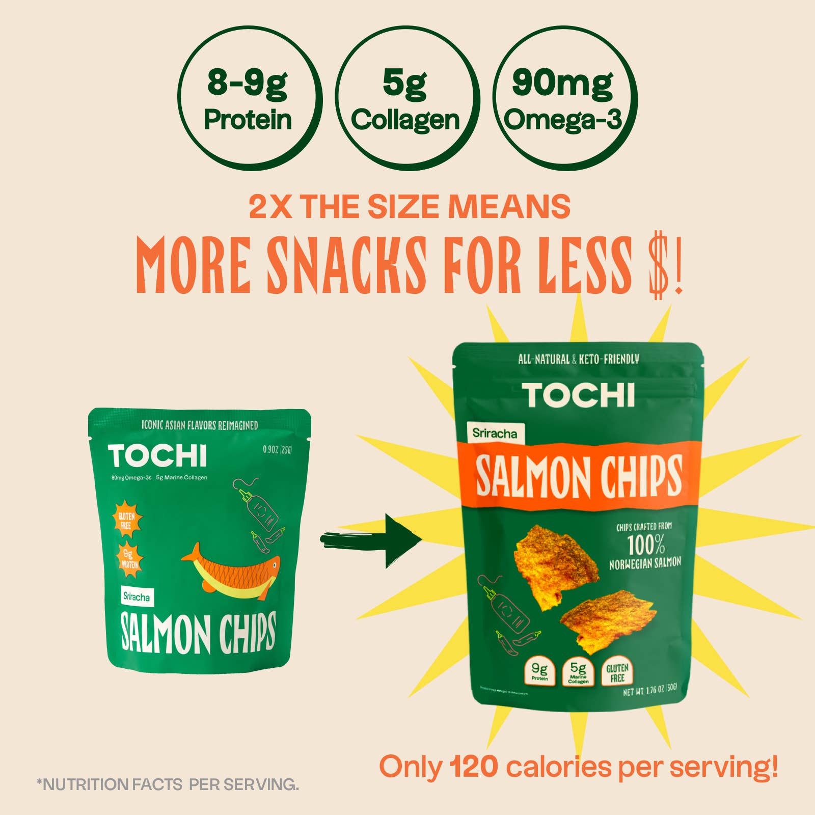Salmon Chips Sriracha  50g - Margot's Mercantile