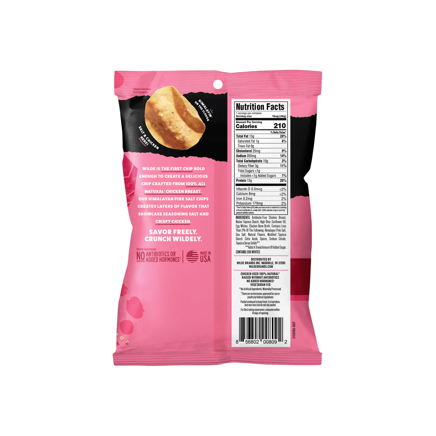 Wilde Pink Himalayan Sea Salt Protein Chips 1.34oz (8ct)
