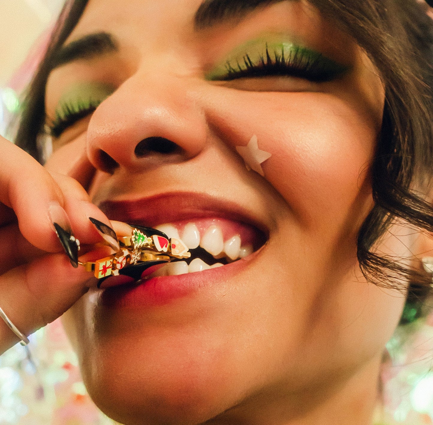 Christmas Oblong 3D Huggie Hoop Earrings