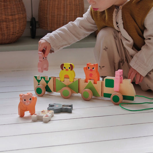 Trainimo Farm Wooden Pull Train