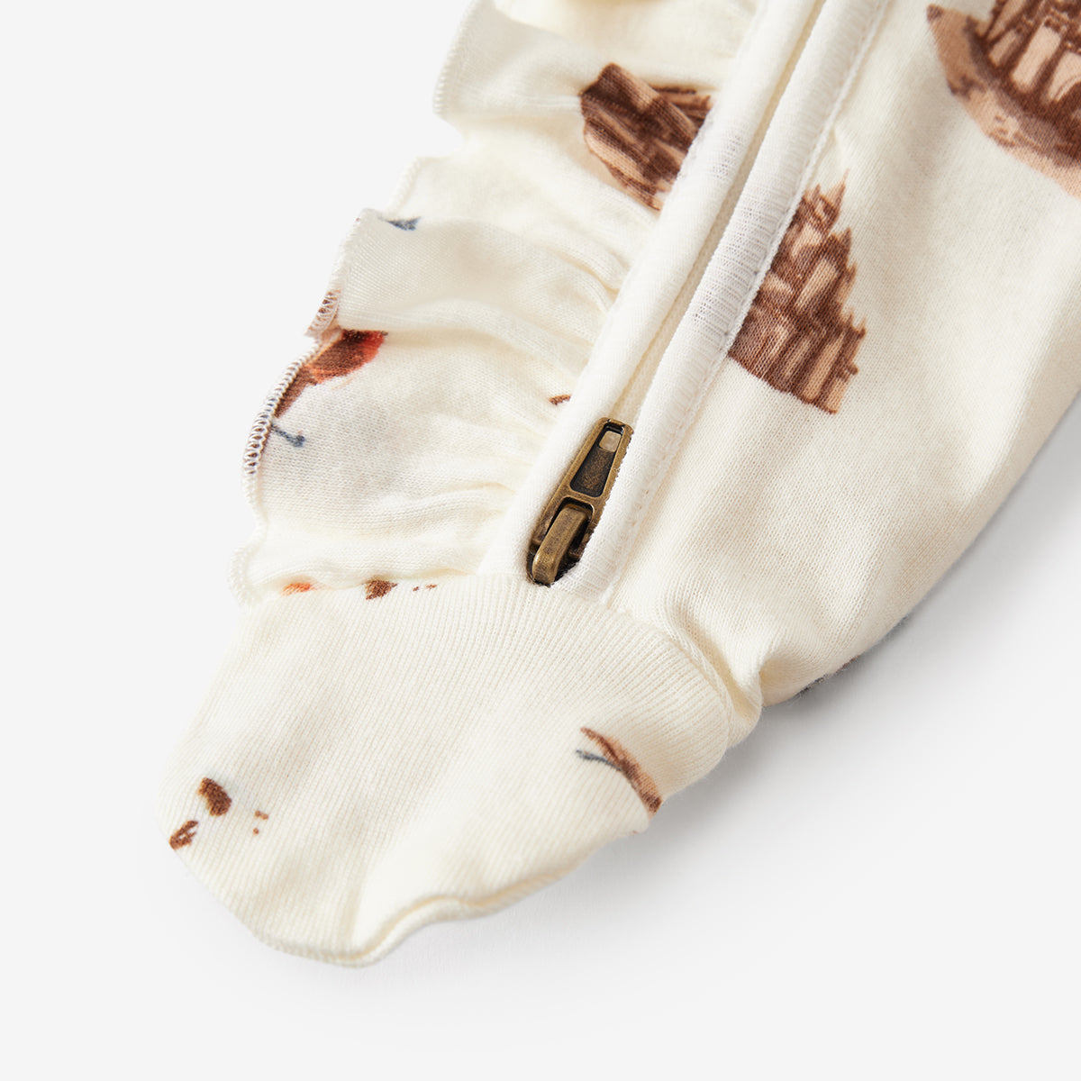 Sandcastle Organic Cotton Ruffle Zipper Footed Romper