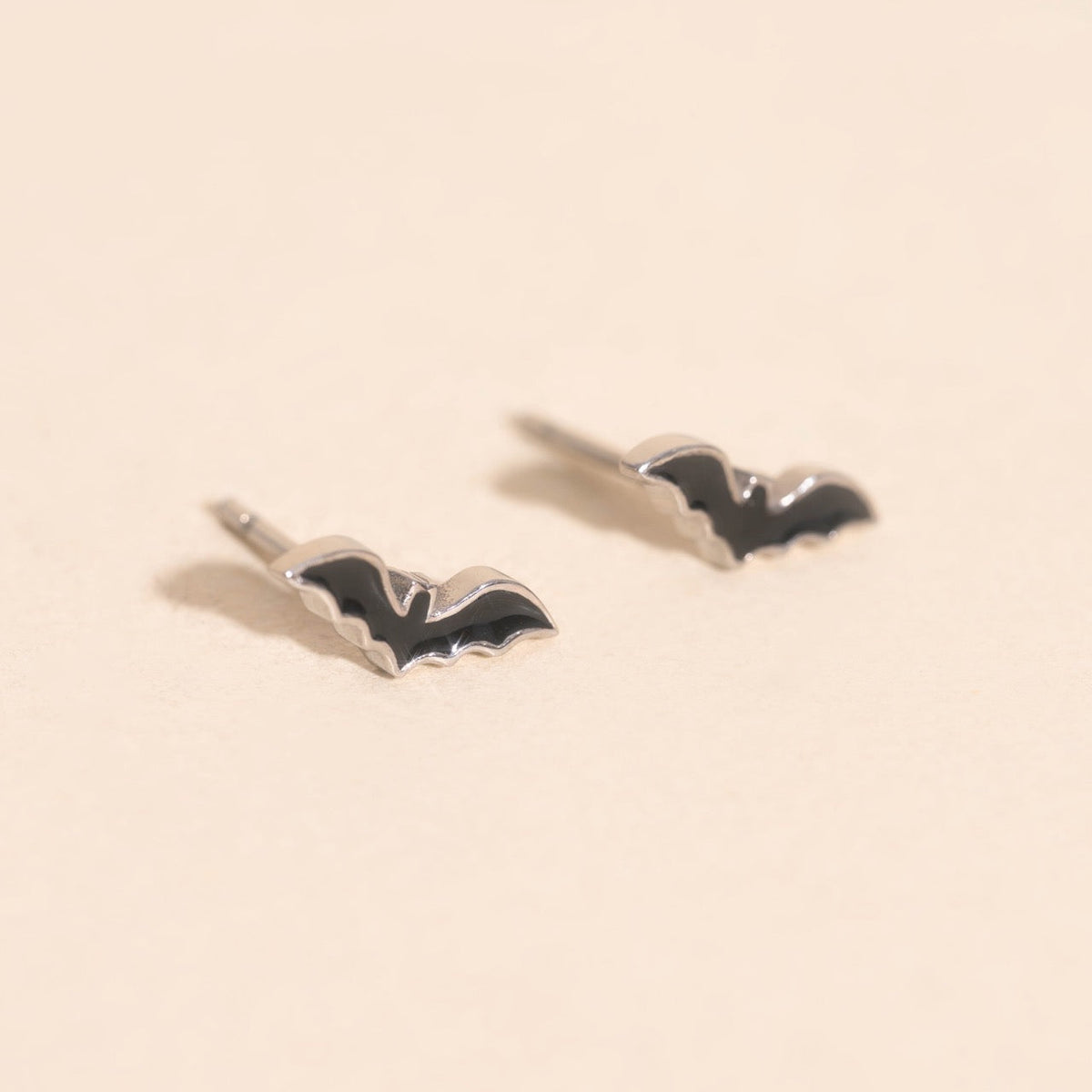 Black Bat Stud Earrings