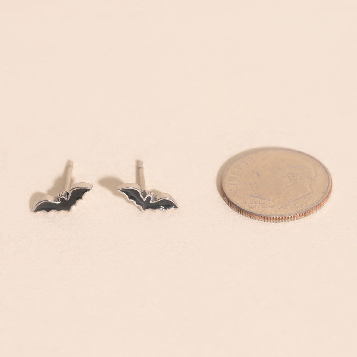 Black Bat Stud Earrings