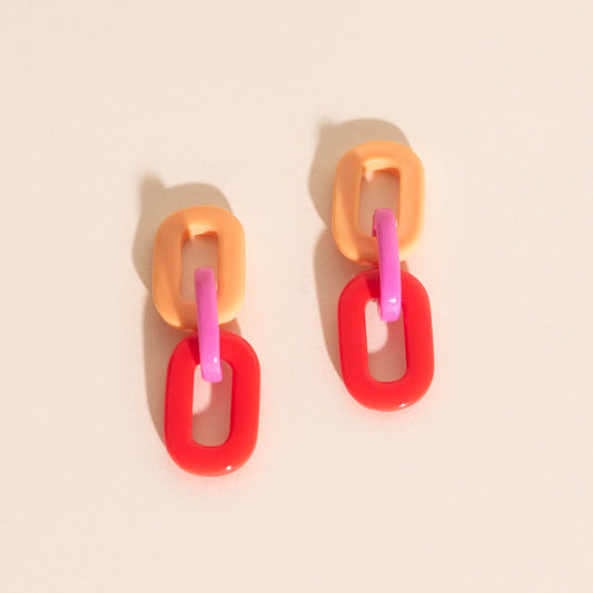 Color Block Acrylic Chain Huggie Hoop Charms