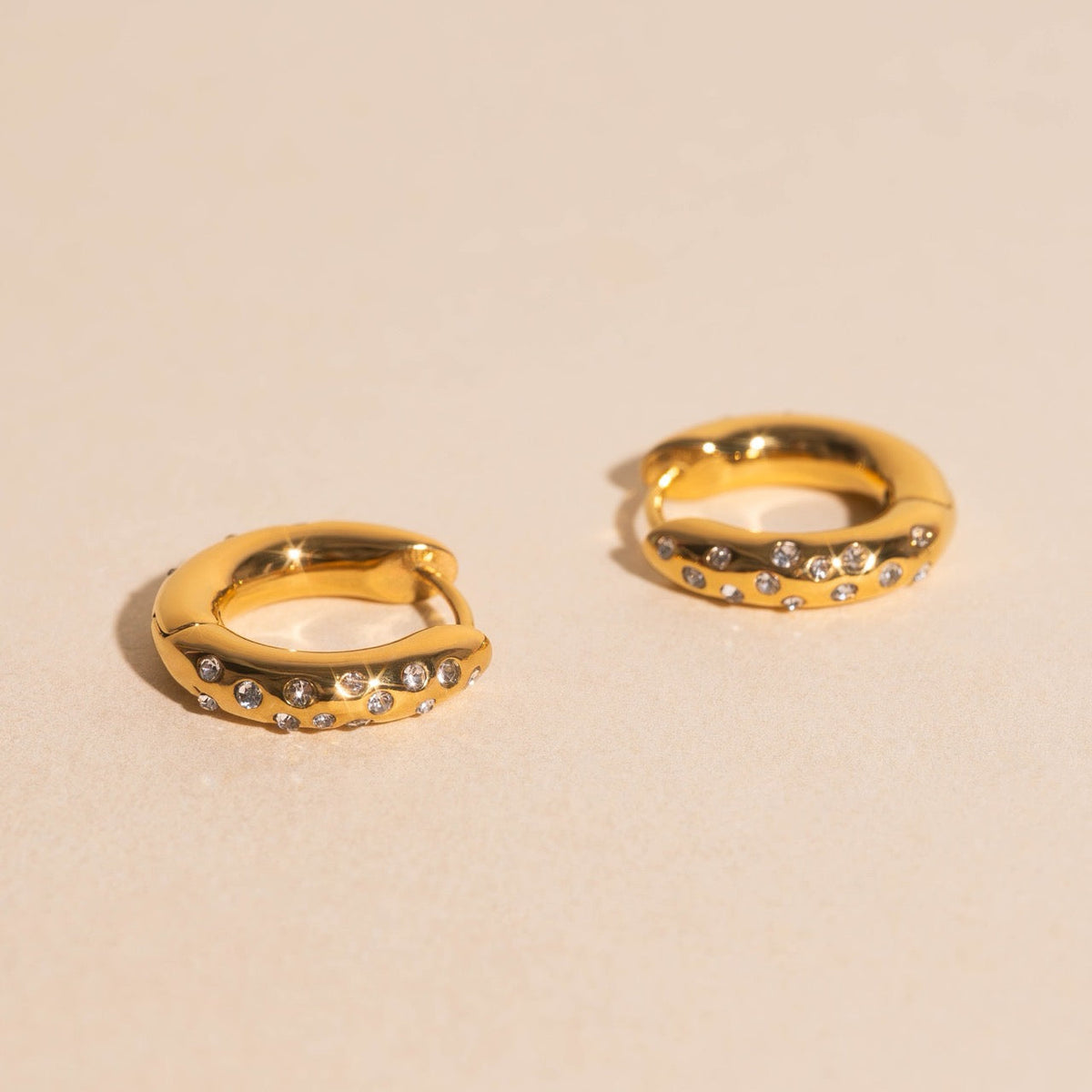 Sparkle Chunky Rounded Huggie Hoop Earrings