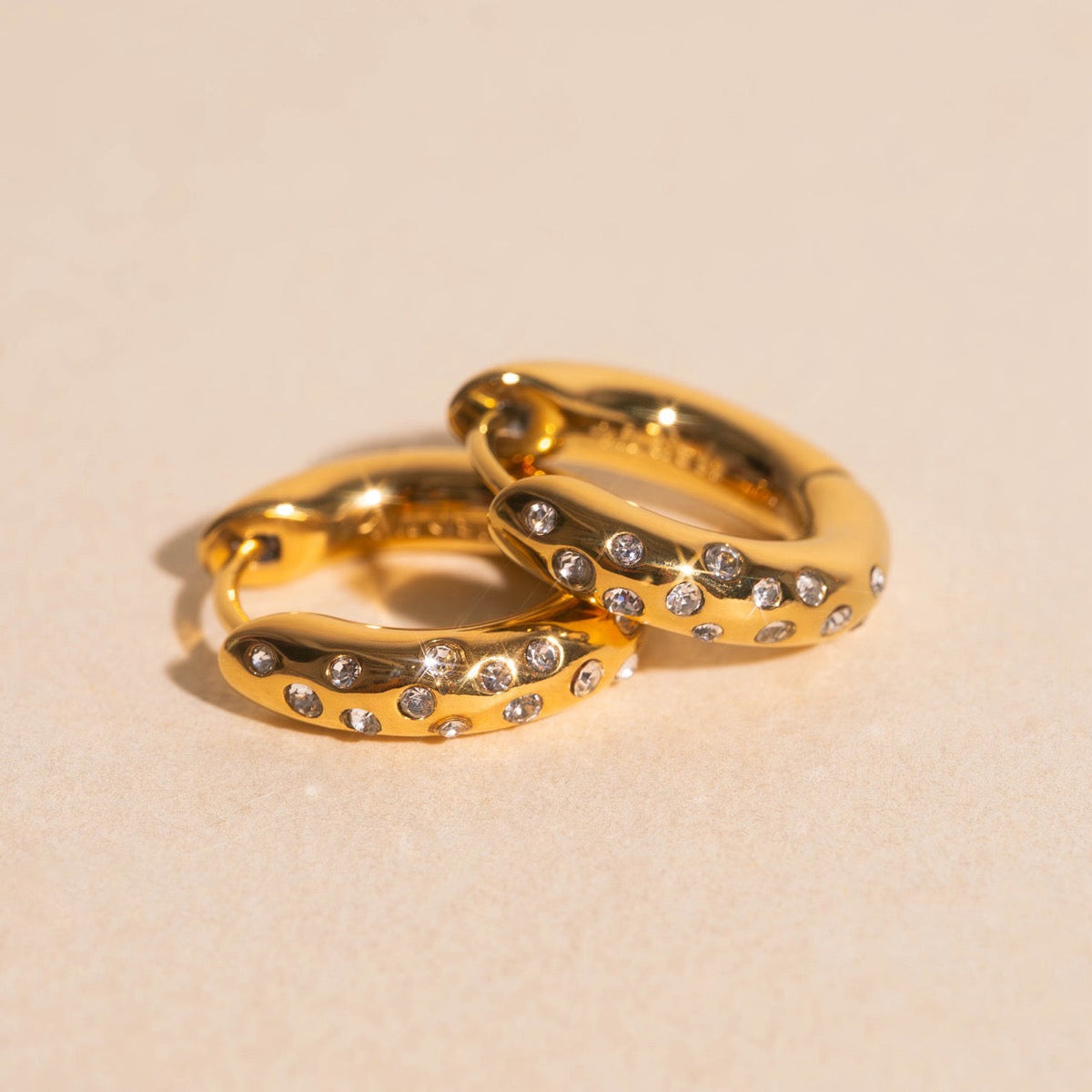 Sparkle Chunky Rounded Huggie Hoop Earrings