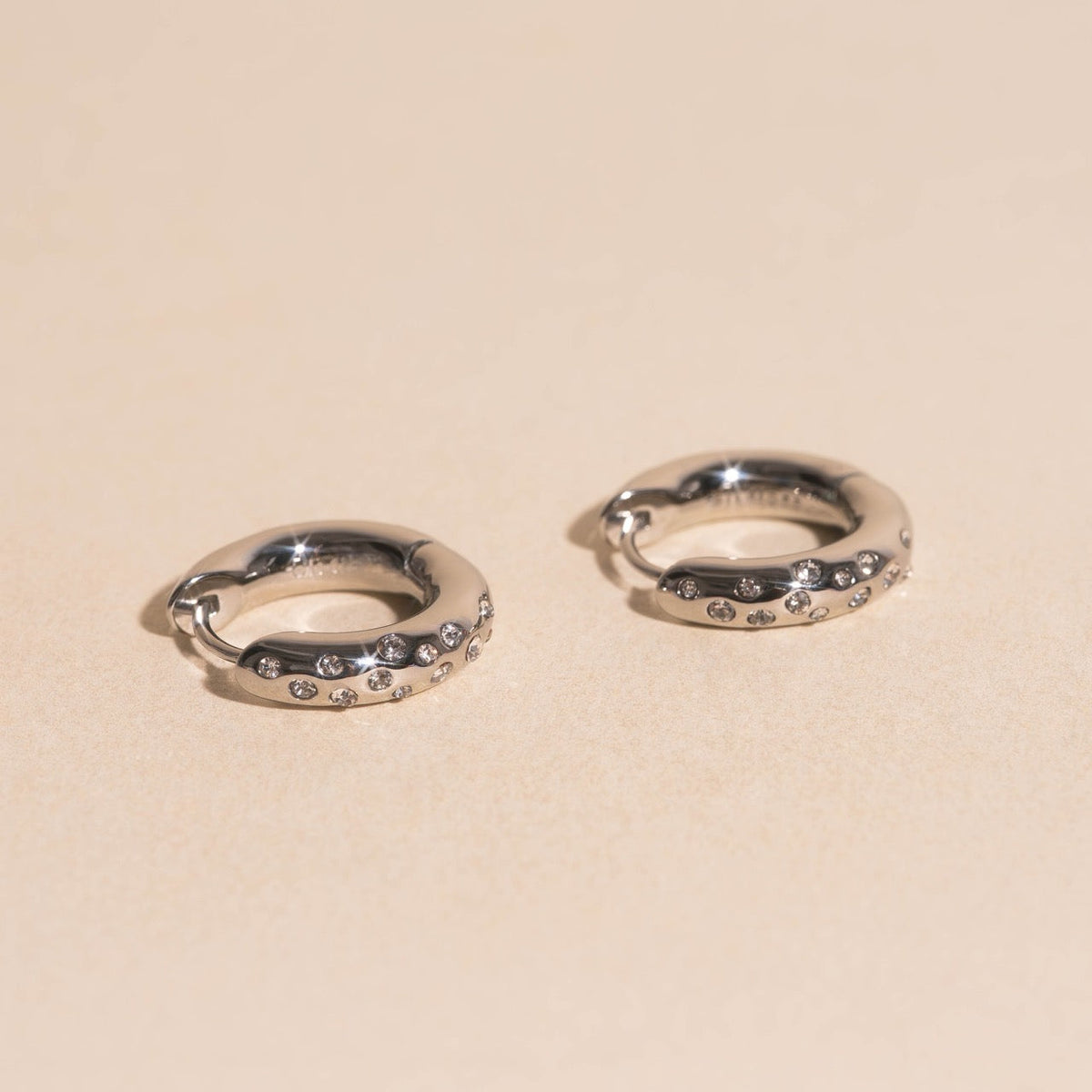 Sparkle Chunky Rounded Huggie Hoop Earrings