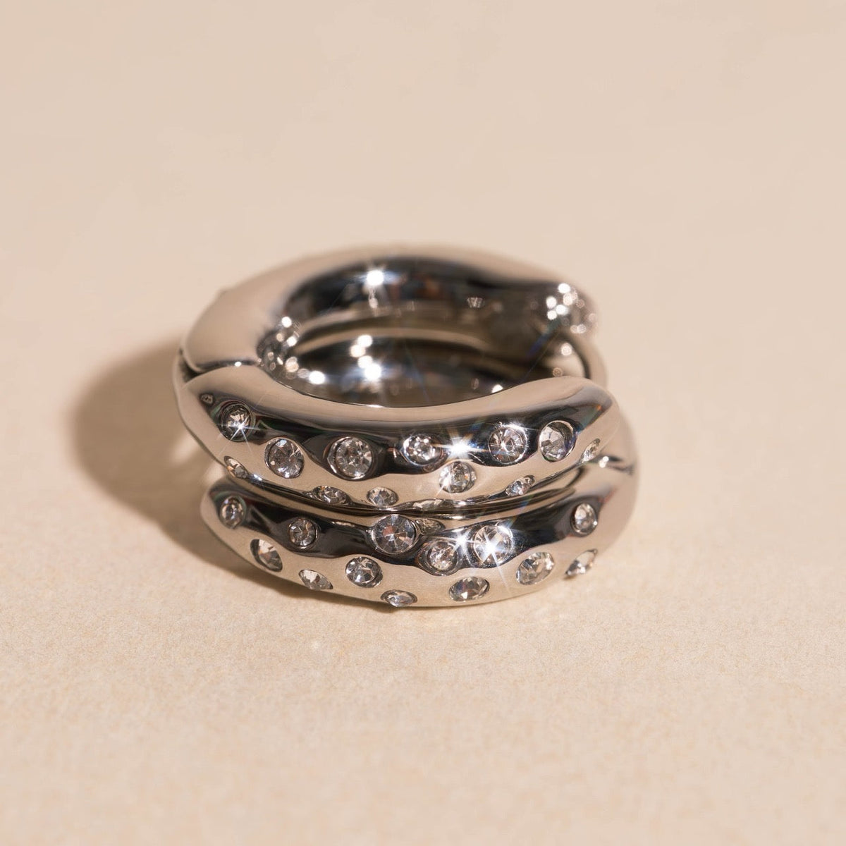 Sparkle Chunky Rounded Huggie Hoop Earrings