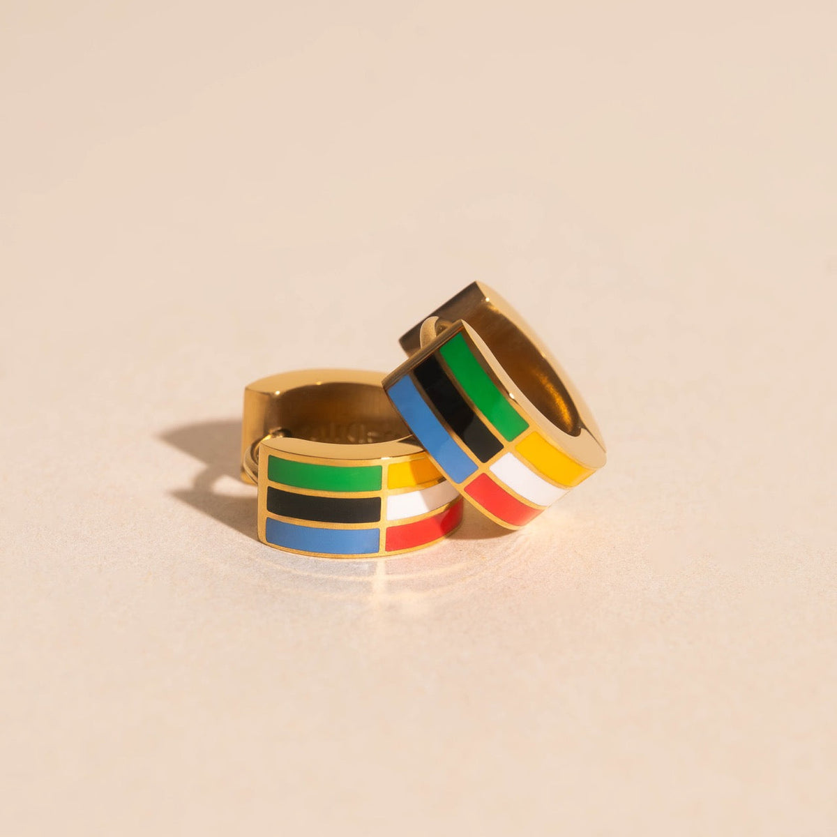 Global Goals Striped Super Chunky Huggie Hoop Earrings