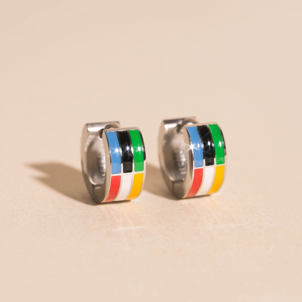 Global Goals Striped Super Chunky Huggie Hoop Earrings