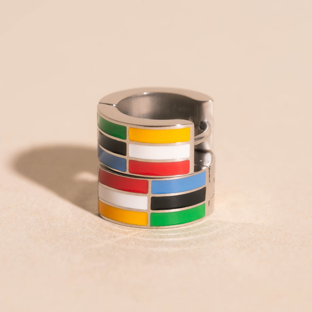 Global Goals Striped Super Chunky Huggie Hoop Earrings