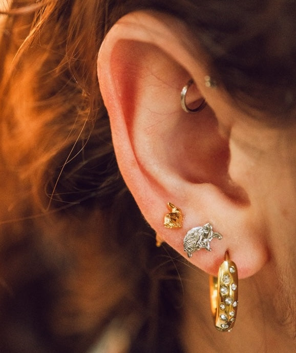Sparkle Chunky Rounded Huggie Hoop Earrings