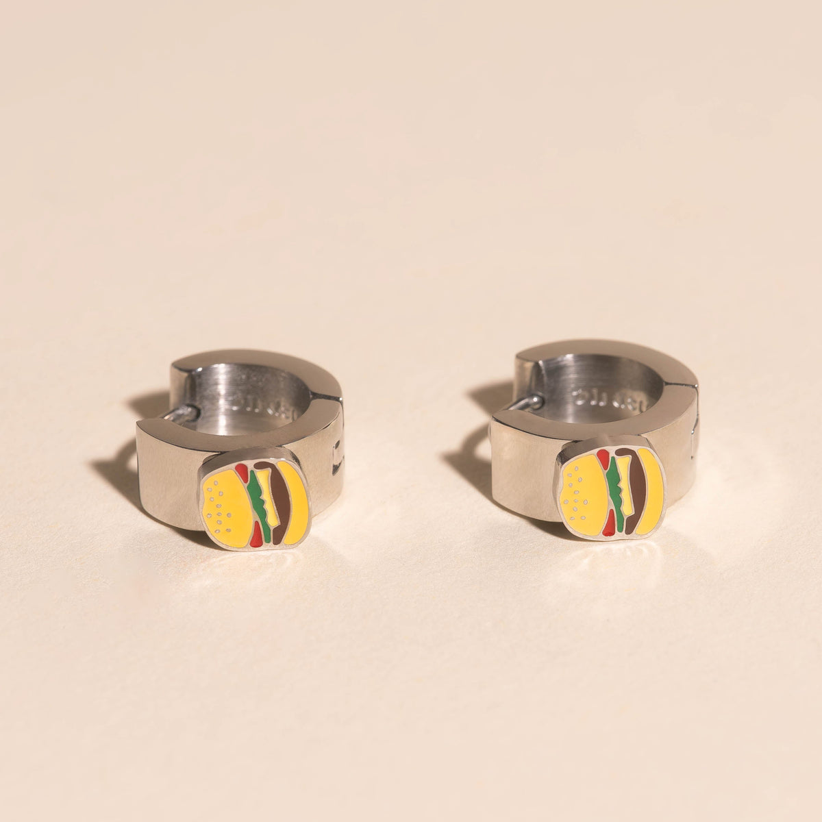 Burger Super Chunky 3D Huggie Hoop Earrings