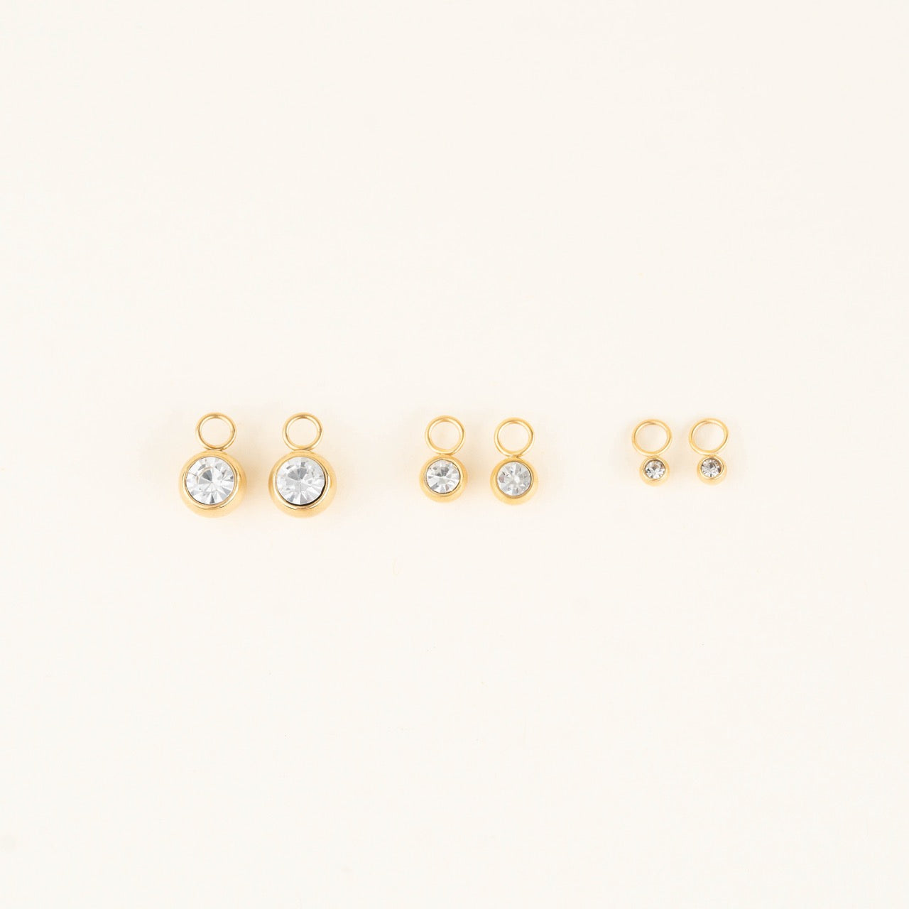 Round Crystal Huggie Hoop Charms