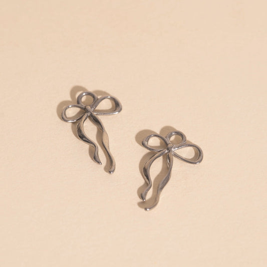 Ribbon Bow Huggie Hoop Charms