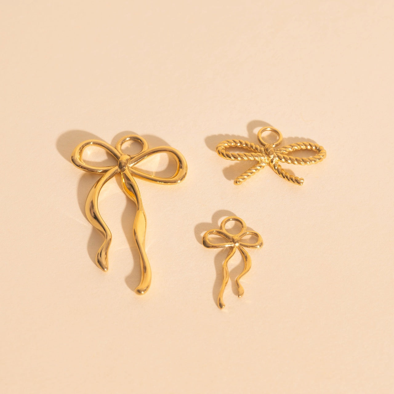 Ribbon Bow Huggie Hoop Charms